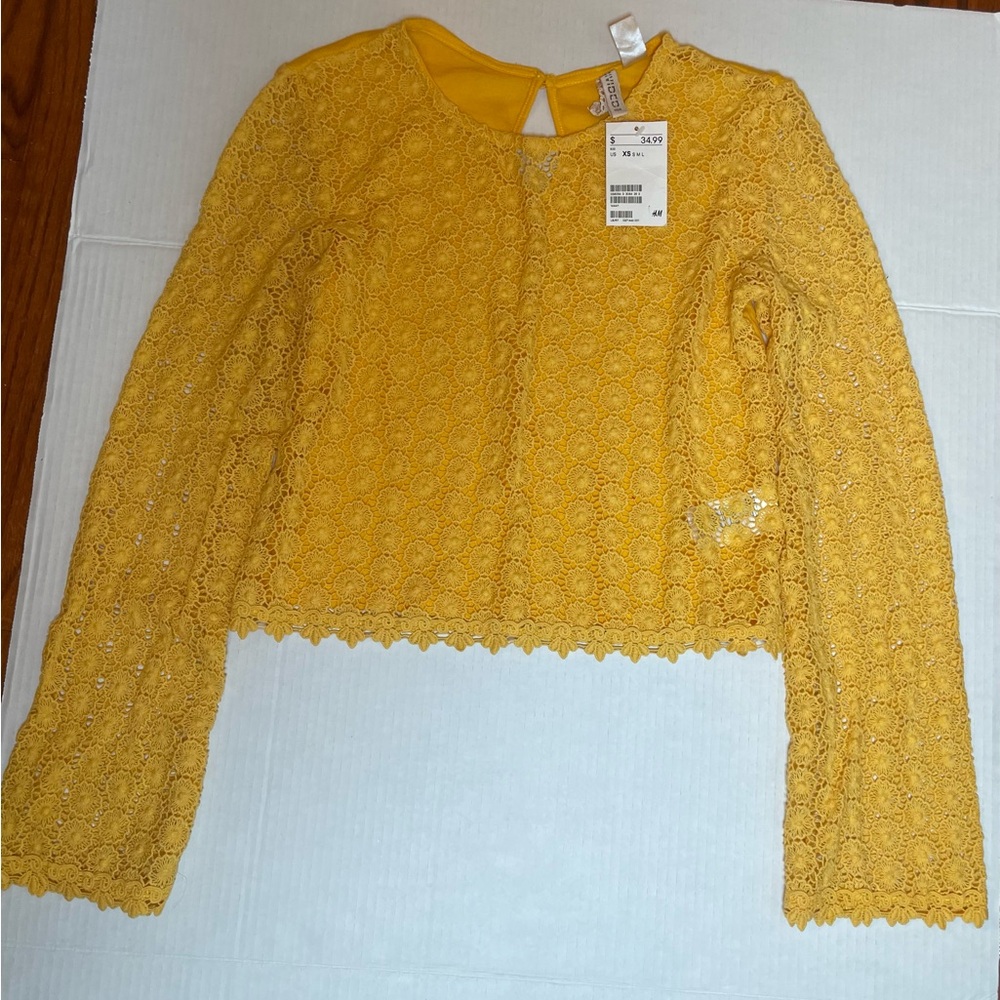 H&M Mustard Lace Blouse